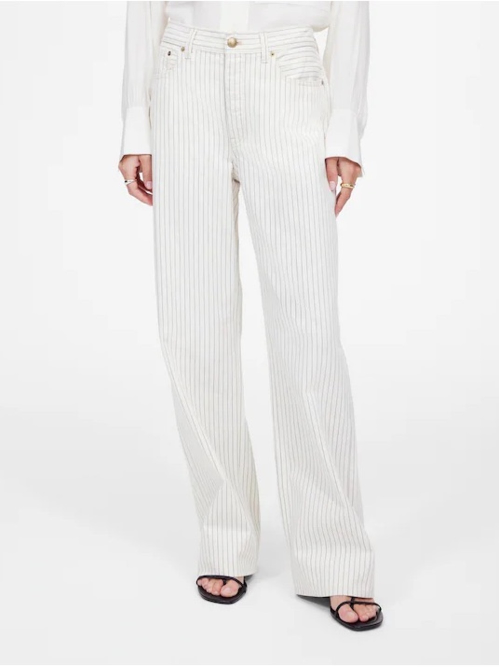 Madewell Low-Slung Baggy Jeans 
Grey Railroad Stripe 26